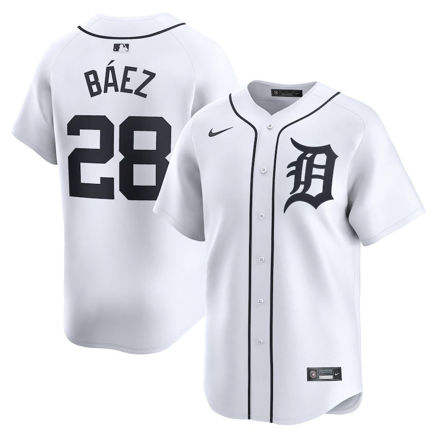 Men Detroit Tigers #28 Javier Baez Nike White Home Limited Player MLB Jersey->detroit tigers->MLB Jersey